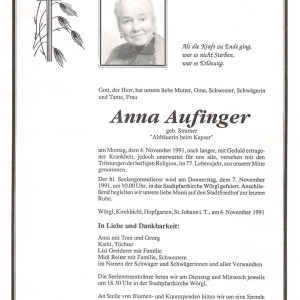 Aufinger Anna Geb. Strasser G